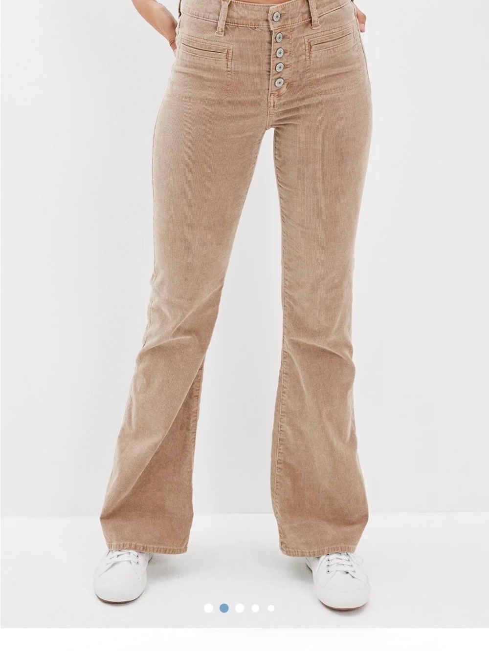 American Eagle Super High Rise Corduroy Flare Pants Button Fly Size 6 - Picture 2 of 10